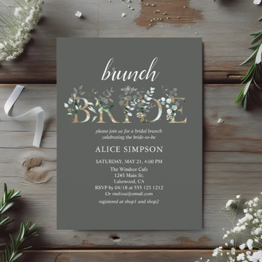 groen eucalyptus script bruids brunch douche briefkaart