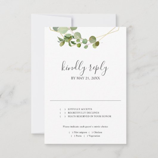 Groen Eucalyptus Script Bruiloft RSVP (Voorkant)