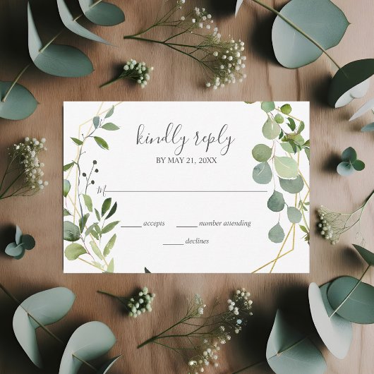 Groen Eucalyptus Script Bruiloft RSVP