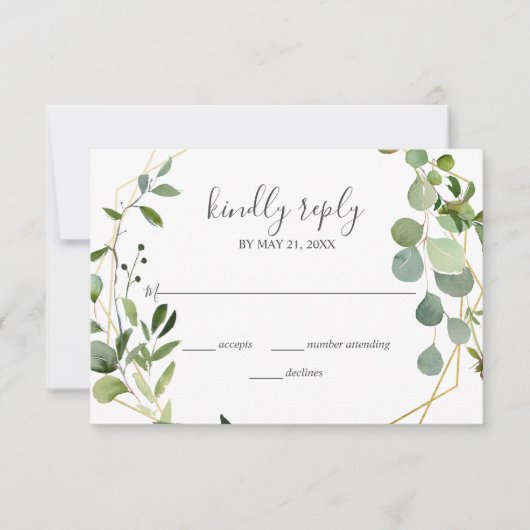 Groen Eucalyptus Script Bruiloft RSVP (Voorkant)