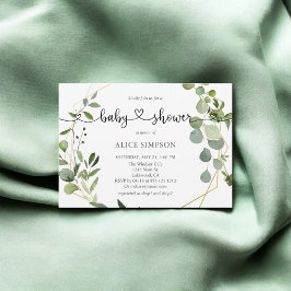 groen eucalyptus script hart Baby shower Kaart