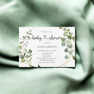 groen eucalyptus script hart Baby shower Kaart