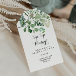 Groen Eucalyptus Sip Sip Hooray Vrijgezellenfeest Cadeaulabel