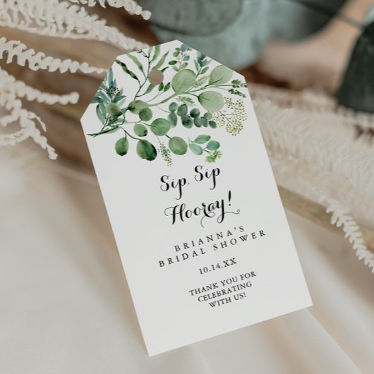 Groen Eucalyptus Sip Sip Hooray Vrijgezellenfeest Cadeaulabel