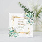groen eucalyptus smaragd groen vierkant bruiloft kaart (Staand voorkant)