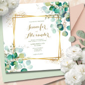 groen eucalyptus smaragd groen vierkant bruiloft kaart