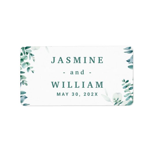 Groen Eucalyptus Square Frameborder bruiloft Etiket (Voorkant)