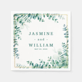 Groen Eucalyptus Square Frameborder bruiloft Servet