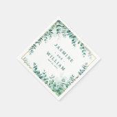 Groen Eucalyptus Square Frameborder bruiloft Servet (Hoek)