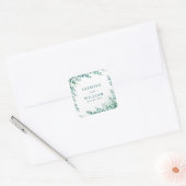 Groen Eucalyptus Square Frameborder bruiloft Vierkante Sticker (Envelop)