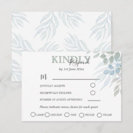 Groen Eucalyptus Stofblauw Huwelijk RSVP Kaartje
