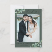 Groen Eucalyptus trouwfoto Dank u kaart (Voorkant)