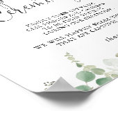 Groen Eucalyptus Unplugged Ceremony Sign. Poster (Hoek)