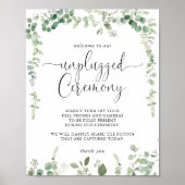 Groen Eucalyptus Unplugged Ceremony Sign. Poster (Voorkant)