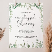 Groen Eucalyptus Unplugged Ceremony Sign. Poster
