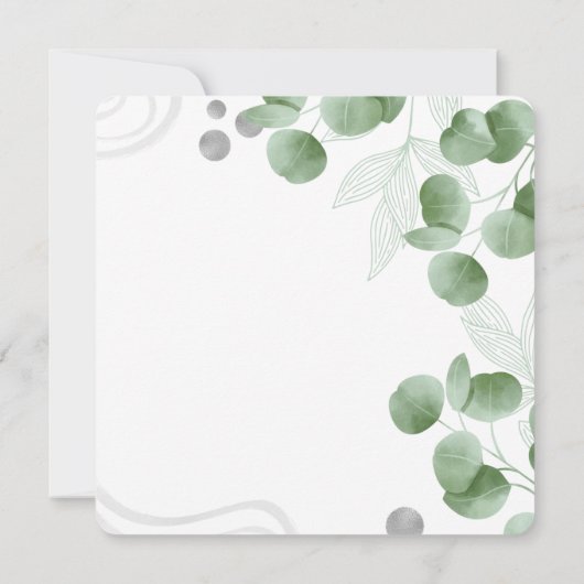 Groen Eucalyptus verlaat bruiloft Save the Date (Achterkant)