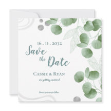 Groen Eucalyptus verlaat bruiloft Save the Date