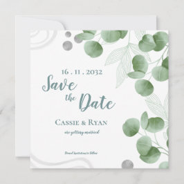 Groen Eucalyptus verlaat bruiloft Save the Date