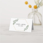 Groen Eucalyptus verlaat Glitter Lijst bruiloft Plaatskaartje (Achterkant)