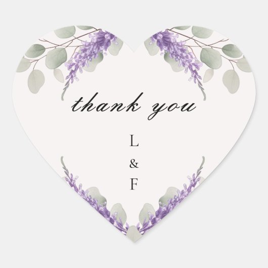 Groen Eucalyptus Violet Lavendel Dank u Hart Sticker (Voorkant)