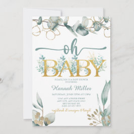Groen Eucalyptus | Waterverf Babyshower Kaart
