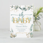 Groen Eucalyptus | Waterverf Babyshower Kaart (Staand voorkant)
