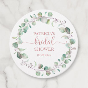 Groen Eucalyptus Waterverf Bruidsdouche Favor Bedankjes Labels
