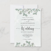 Groen Eucalyptus Waterverf Bruiloft Kaart (Voorkant)