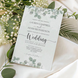 Groen Eucalyptus Waterverf Bruiloft Kaart