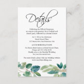 Groen Eucalyptus Waterverf Details Monogram Informatiekaartje (Voorkant)