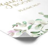 Groen Eucalyptus Waterverf Guestboek Bord Poster (Hoek)