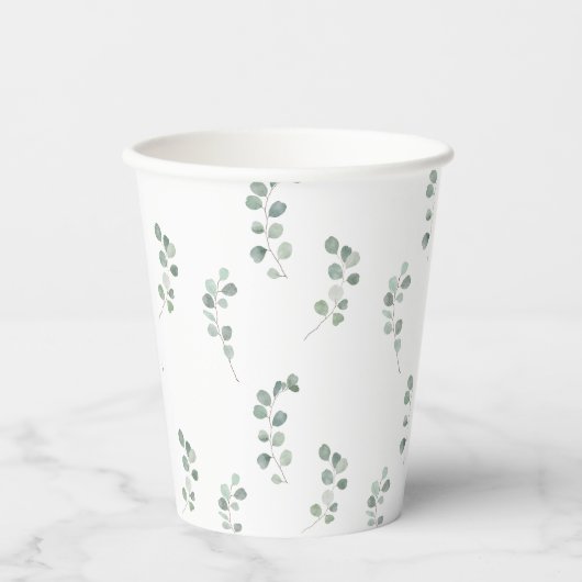 groen eucalyptus Waterverf Papieren Bekers (Voorkant)