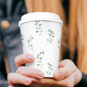 groen eucalyptus Waterverf Papieren Bekers