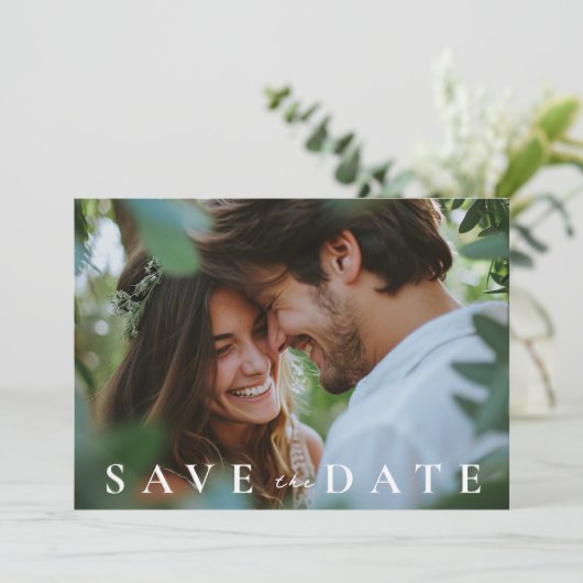 Groen Eucalyptus Waterverf Save The Date (Staand voorkant)