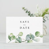 Groen Eucalyptus Waterverf Save The Date (Staand voorkant)