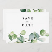 Groen Eucalyptus Waterverf Save The Date (Voorkant / Achterkant)