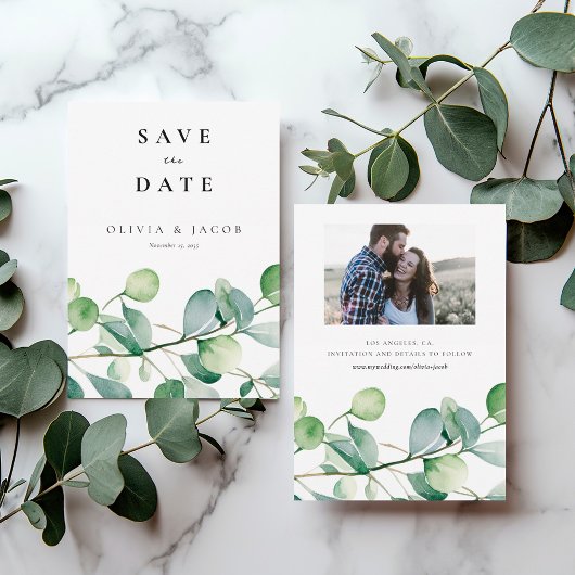 Groen Eucalyptus Waterverf Save The Date