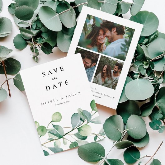 Groen Eucalyptus Waterverf Save The Date