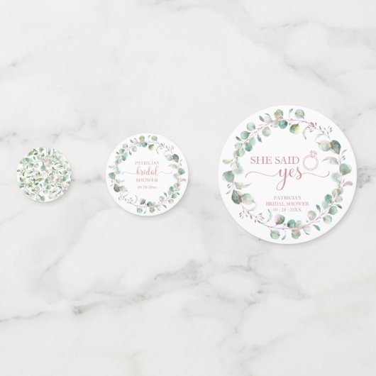 Groen Eucalyptus Waterverf Vrijgezellenfeest Confe Confetti (Achterkanten)