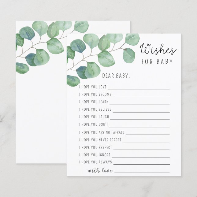 Groen Eucalyptus - Wensen voor baby (Voorkant / Achterkant)