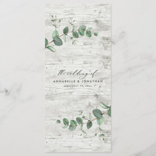 groen eucalyptus white wood elegant trouwmenu menu (Achterkant)