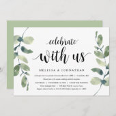 Groen Eucalyptus, Zwarte Inkt, Trouw Elopement Kaart (Voorkant / Achterkant)