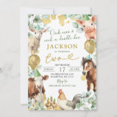 Groen Eucalyptusblad Boerderij Dierenjongen Verjaa Kaart (Voorkant)