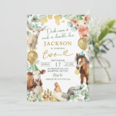 Groen Eucalyptusblad Boerderij Dierenjongen Verjaa Kaart (Staand voorkant)