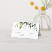 Groen, Eucalyptusbladeren, Boho, Bruidsbruiloft Plaatskaartje (Voorkant)