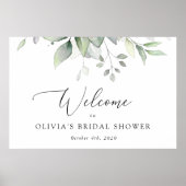 Groen, Eucalyptusbladeren, Boho, Bruidsontvangst Poster (Voorkant)