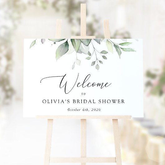 Groen, Eucalyptusbladeren, Boho, Bruidswelkom Poster
