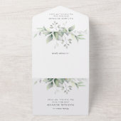 Groen, Eucalyptusbladeren, Boho, Communie All In One Uitnodiging (Buitenkant)
