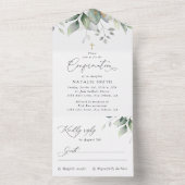 Groen, Eucalyptusbladeren, Boho, Communie All In One Uitnodiging (Binnen)