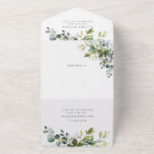 Groen, Eucalyptusbladeren, Boho, Doop All In One Uitnodiging (Buitenkant)